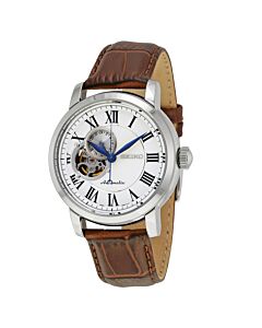 Men's Leather Silver Cut-Out Dial