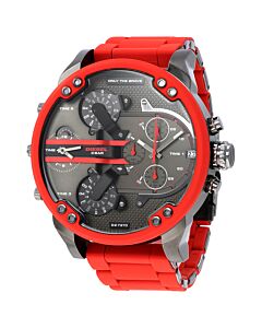 Men's Mr. Daddy 2.0 Red Silicone Strap Gunmetal (Four Time Zone) Dial