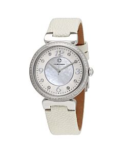 Saga White Genuine Leather and Mother of Pearl Dial